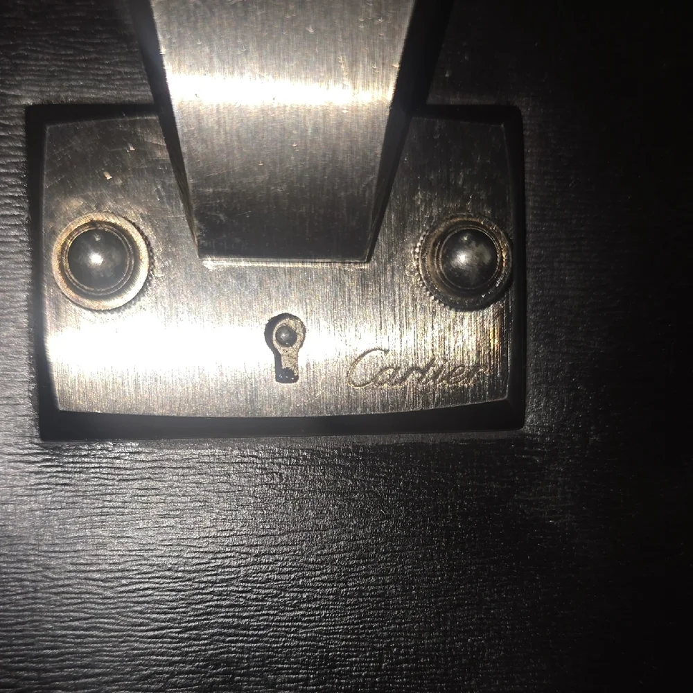 Cartier Black Leather Briefcase with Silver Lock